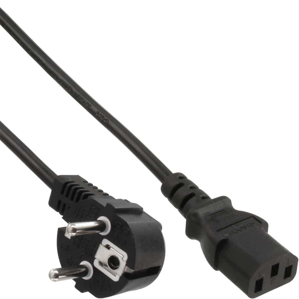extra dlouhý/barevný napájecí kabel, ochranný kontakt nakloněný k elektrické zástrčce C13