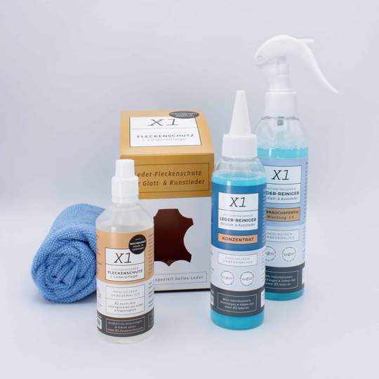 Úsporný balíček X1 - čistič skvrn, ochrana a péče o pravou a umělou kůži